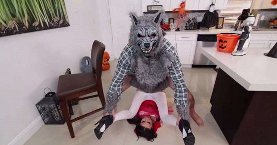 Kharlie Stone - Brunette Spinner Fucks on Halloween - Little Red Riding Hood SD mp4 12