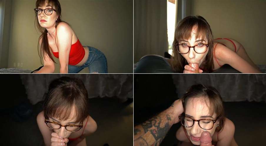 Average POV - Cute Nerdy Daughter Melanie wants Cum on her Glasses FullHD 1080p