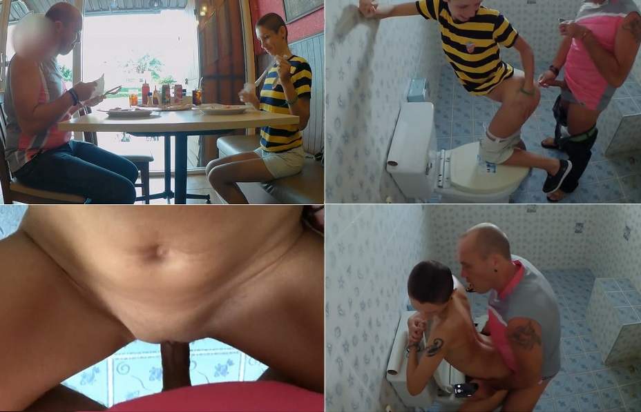 Public Toilet Fuck - Family Porn in Cafe â€“ Father fuck short hair Daughter in ...