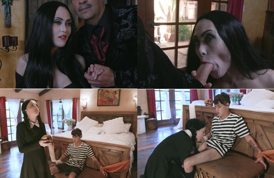 Sexy Addams Family - massive FAMILIENORGIE im Bett mit Kate Bloom und Audrey Noir