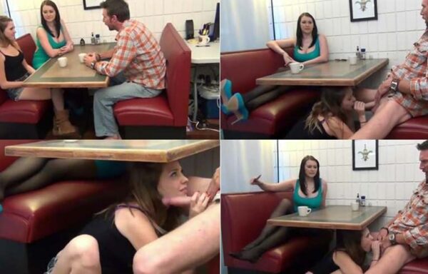 Step-Daughter Gives Step-Dad Footjob Blowjob Under Table Girlfriend Unaware – Bratty Babes Own You SD mp4