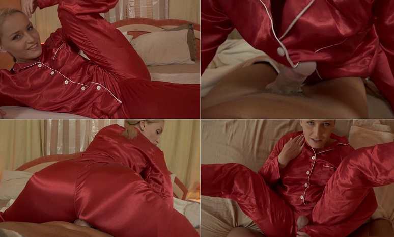 Cum all over my RED SATIN PAJAMAS I know you want it darling - Kathia Nobili FullHD 1080p 3