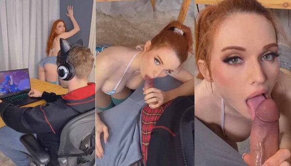 Ofleak Amouranth – Nypmho Sister make Blowjob While her Brother Gaming HD 720p